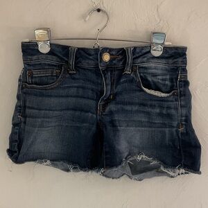 American Eagle Outfitters Super Stretch Jean Shorts, Size 4, Dark Blue Denim